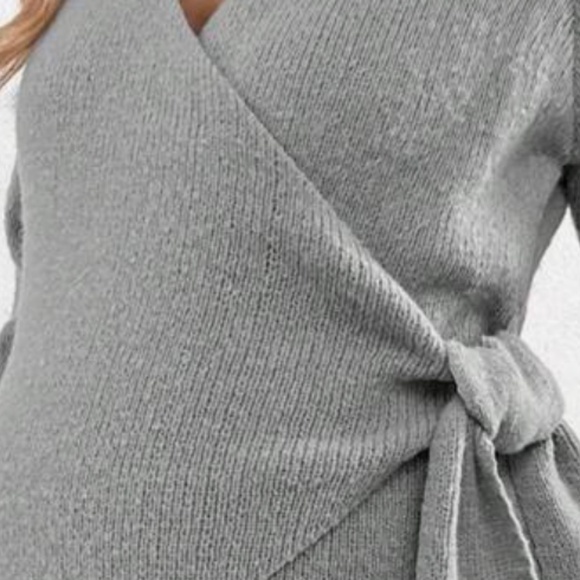 Maternity Burgundy Comfy Wrap Tie Sweater Top - Picture 7 of 8